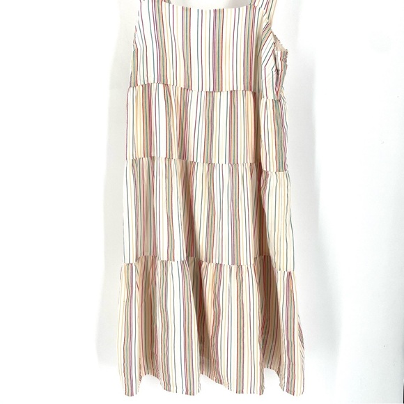 MADEWELL Button-Back Tiered Textural Rainbow Stripe Sun Summer Casual Dress - Picture 5 of 9